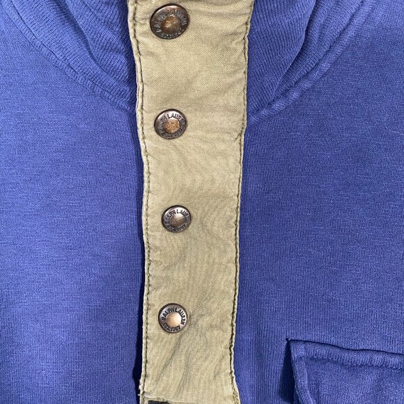 Vintage Polo Ralph Lauren Blue Henley Nautical Sweatshirt - Picture 2 of 10